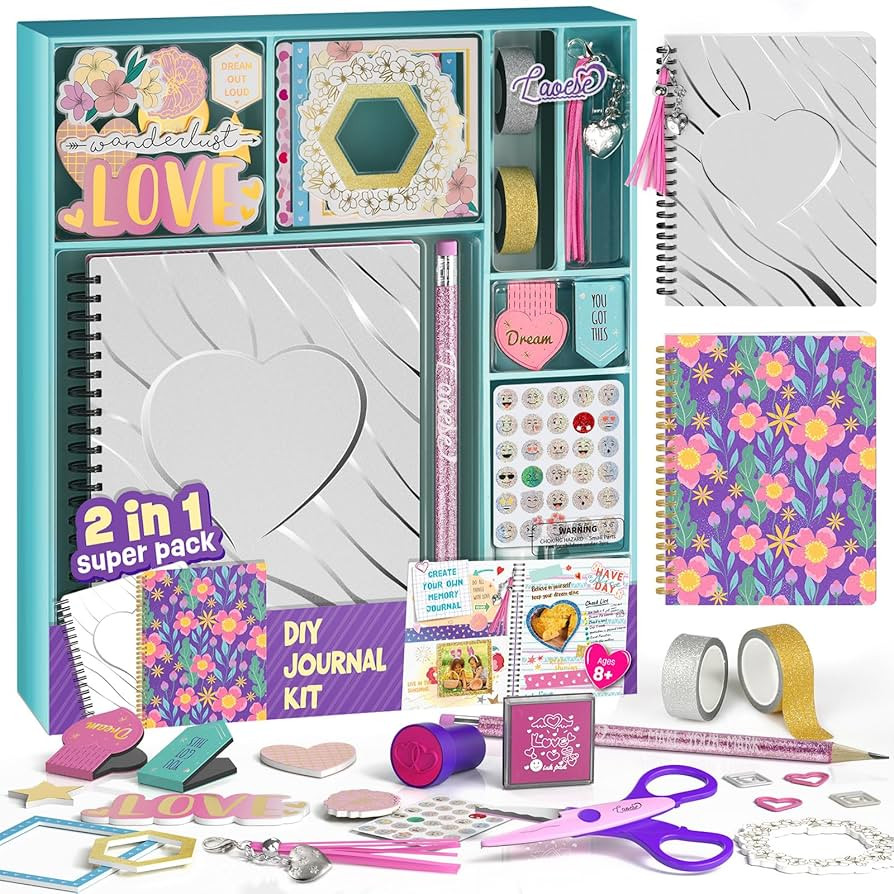 2-Pack DIY Journal Kit for Girls -Christmas Birthday Gifts for Girls 8 9 10 11 12 13 14 Years Old... | Amazon (US)