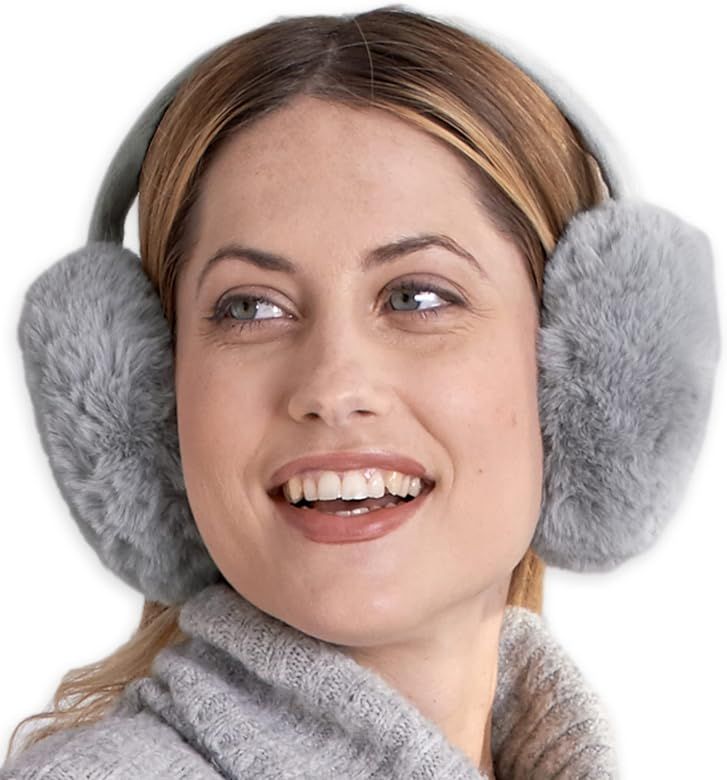 Ear Muffs for Women - Winter Ear Warmers - Soft & Warm Cable Knit Furry Fleece Earmuffs - Ear Cov... | Amazon (US)