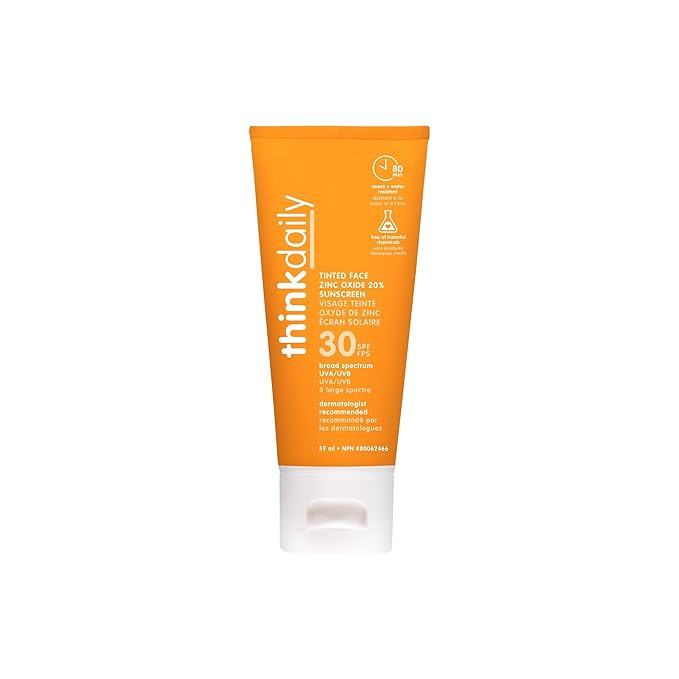 Thinkdaily Tinted Sunscreen for Face, SPF 30, 24.25% Zinc Oxide, 2 Oz, Safe, Natural, Water Resis... | Amazon (US)