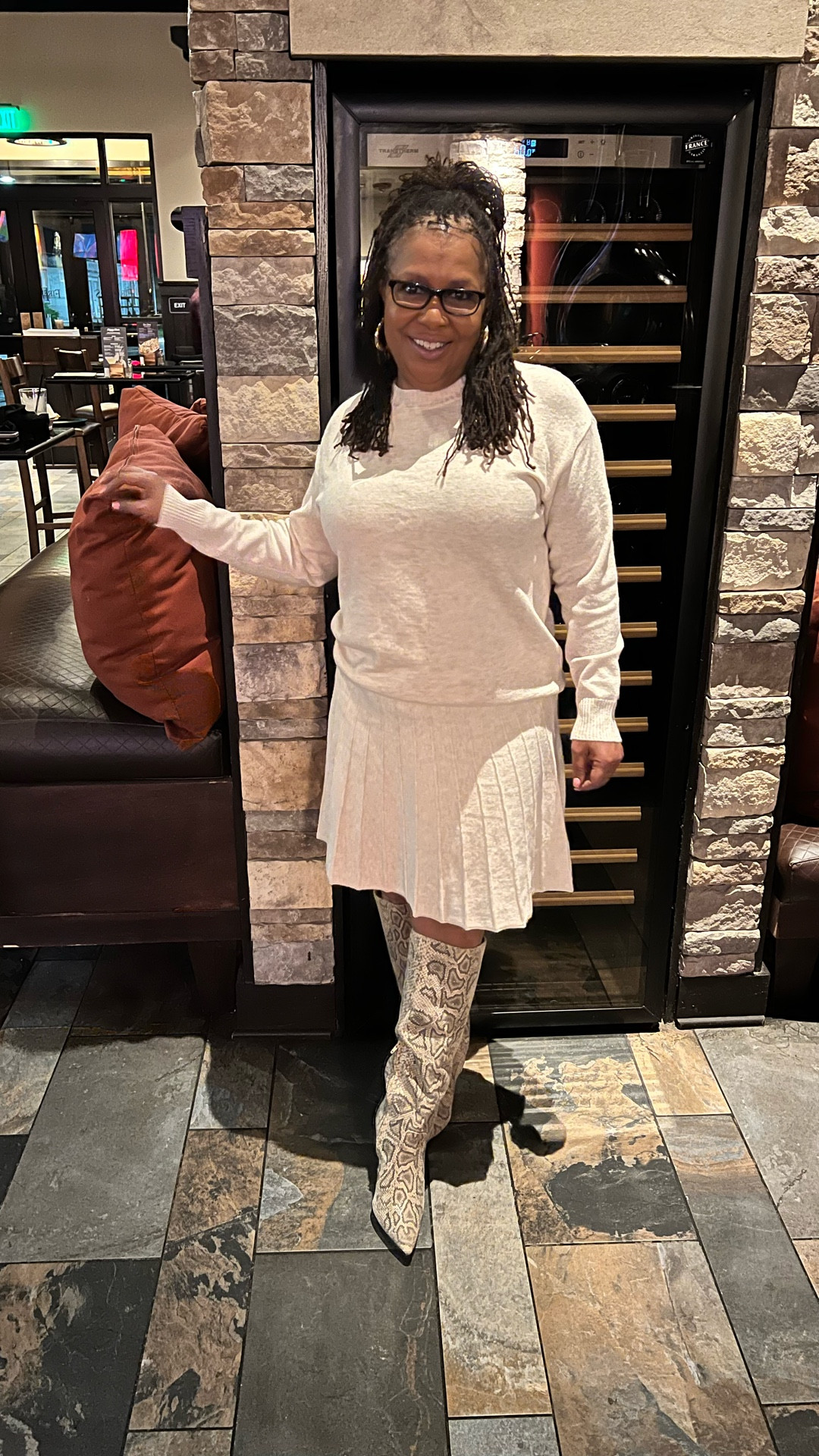 My mom is so gorgeous! We went out to celebrate her birthday at Firebirds and I kept telling her how much I loved her outfit so of course I’ll be ordering one also! She is in a size large and told me it runs true to size so I’ll be ordering this cozy set in a medium in several colors. 

I love how she styled it with those snake print boots!
#ltkmatchingset #ltksweater

#LTKSeasonal #LTKMidsize #LTKStyleTip