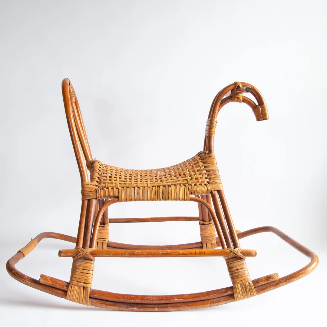 Franco Albini-Style Vintage Wicker Rocking Horse: Minimalist Nursery Decor | Etsy (US)