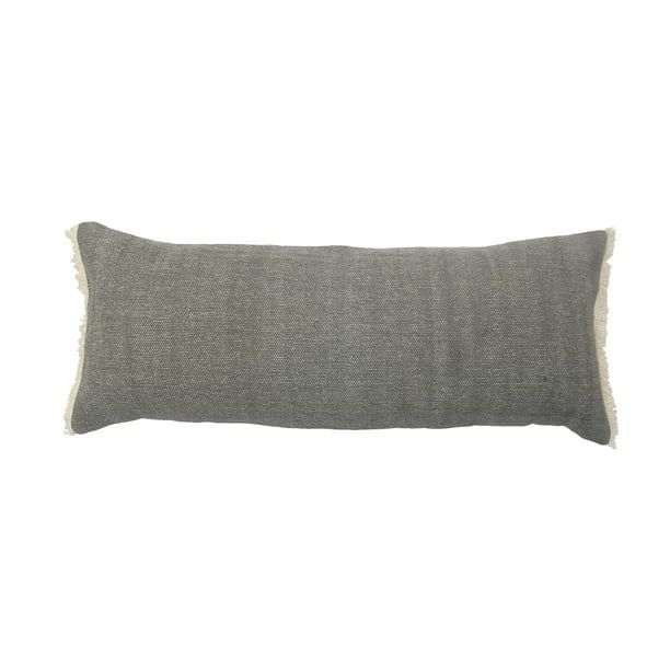 LR Home Fringed Edge Charcoal Gray 14 in. x 36 in. Solid Rectangle Throw Pillow - Walmart.com | Walmart (US)