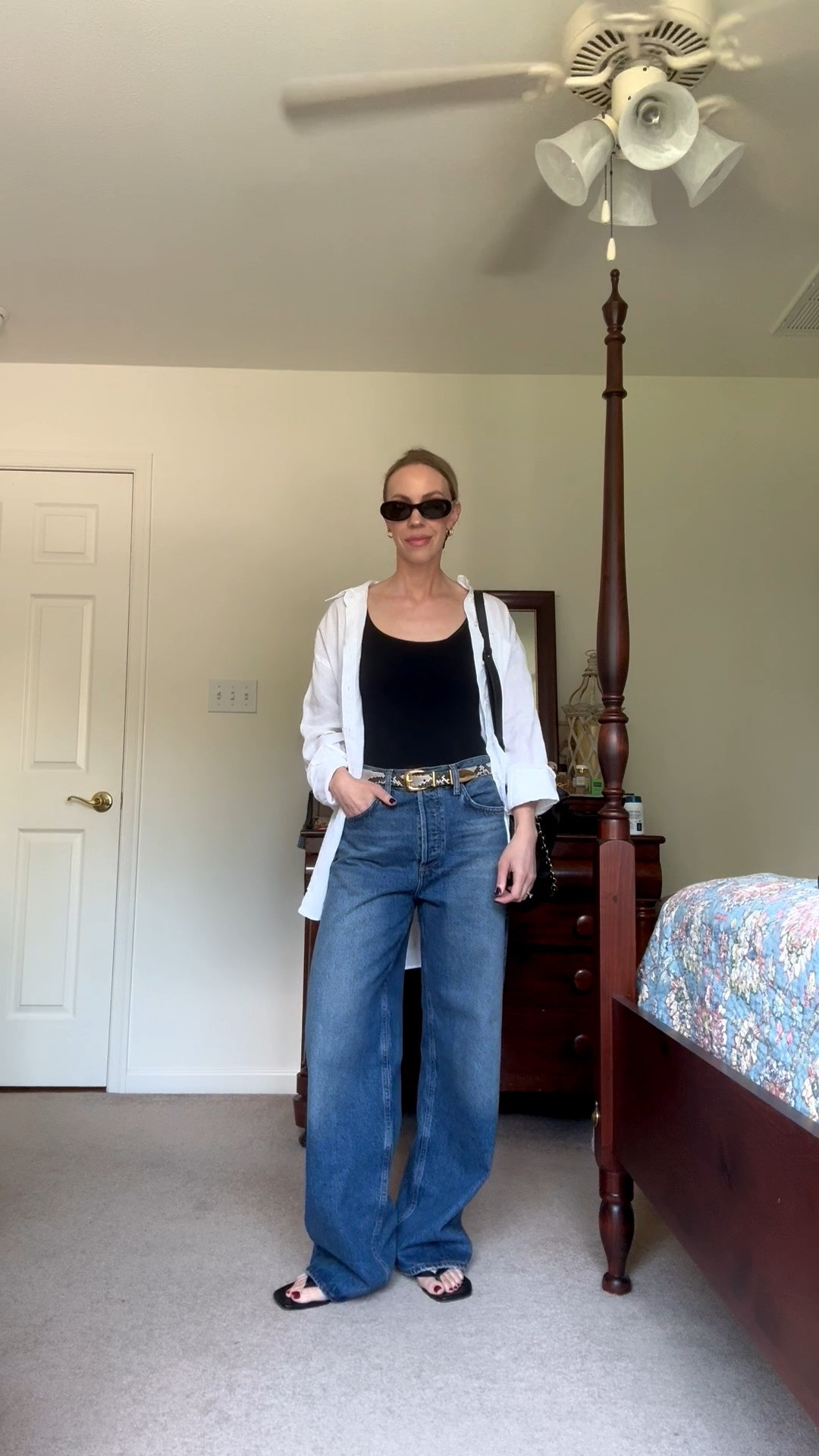 Transitional outfit, summer to fall, over 40 casual outfits, low rise baggy jeans styled for late summer (on sale now!)

#LTKSaleAlert #LTKOver40 #LTKSeasonal