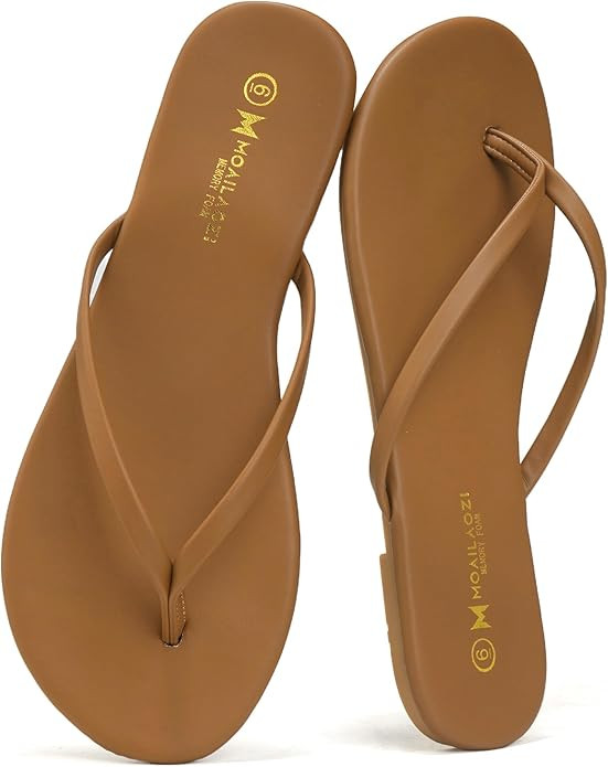 Flip Flops for Women With Memory Foam Insole Support,Soft Fabric Fits Comfortably Lightweight Sli... | Amazon (US)