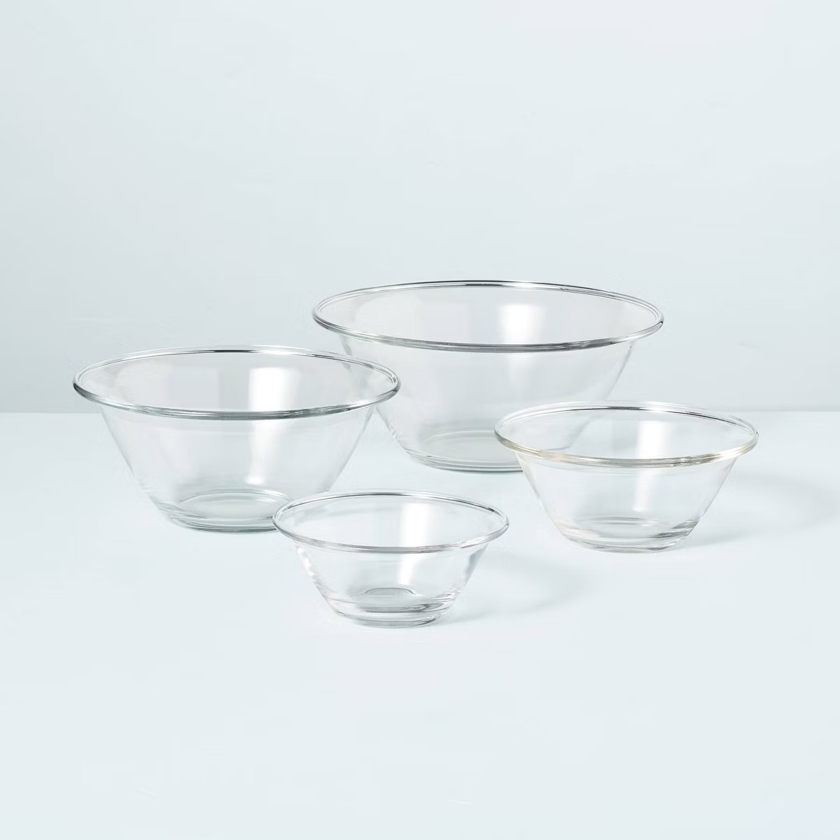 4pc Glass Mixing Bowl Set Clear - Hearth & Hand™ with Magnolia: Nesting, Microwave & Dishwasher... | Target