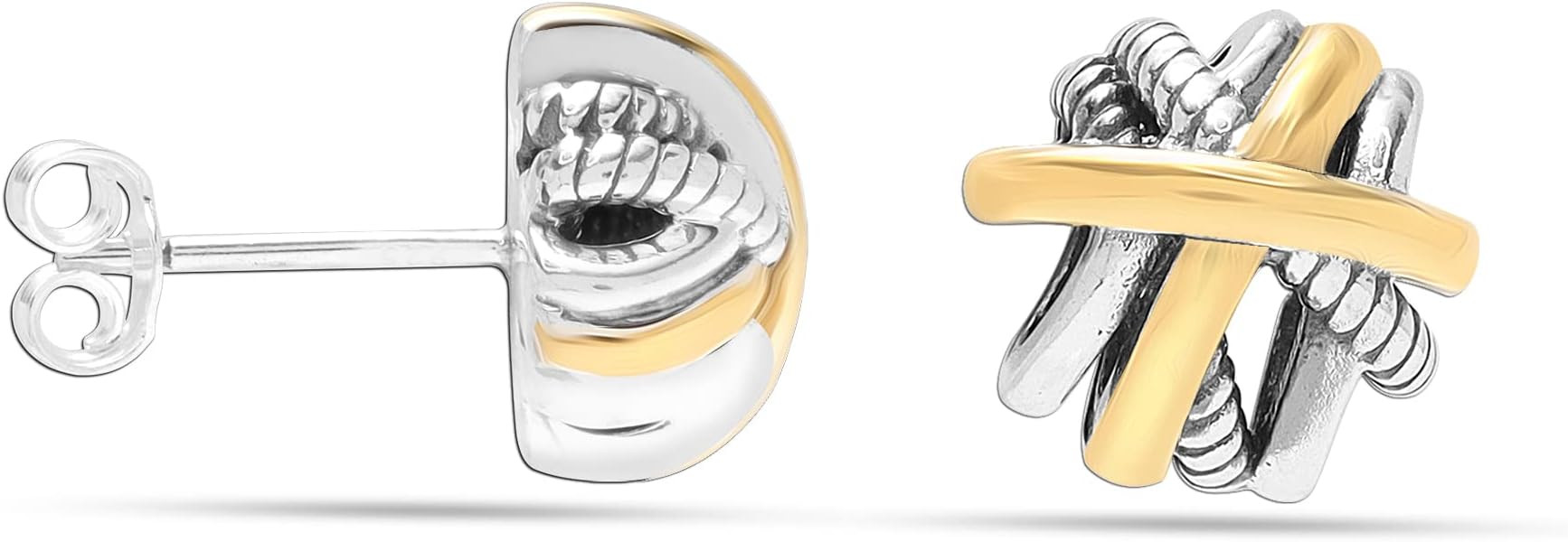 Charmsy 925 Sterling Sliver Stud Earring Lightweight Antique Two-Tone Stud-Earrings for Women Tee... | Amazon (US)