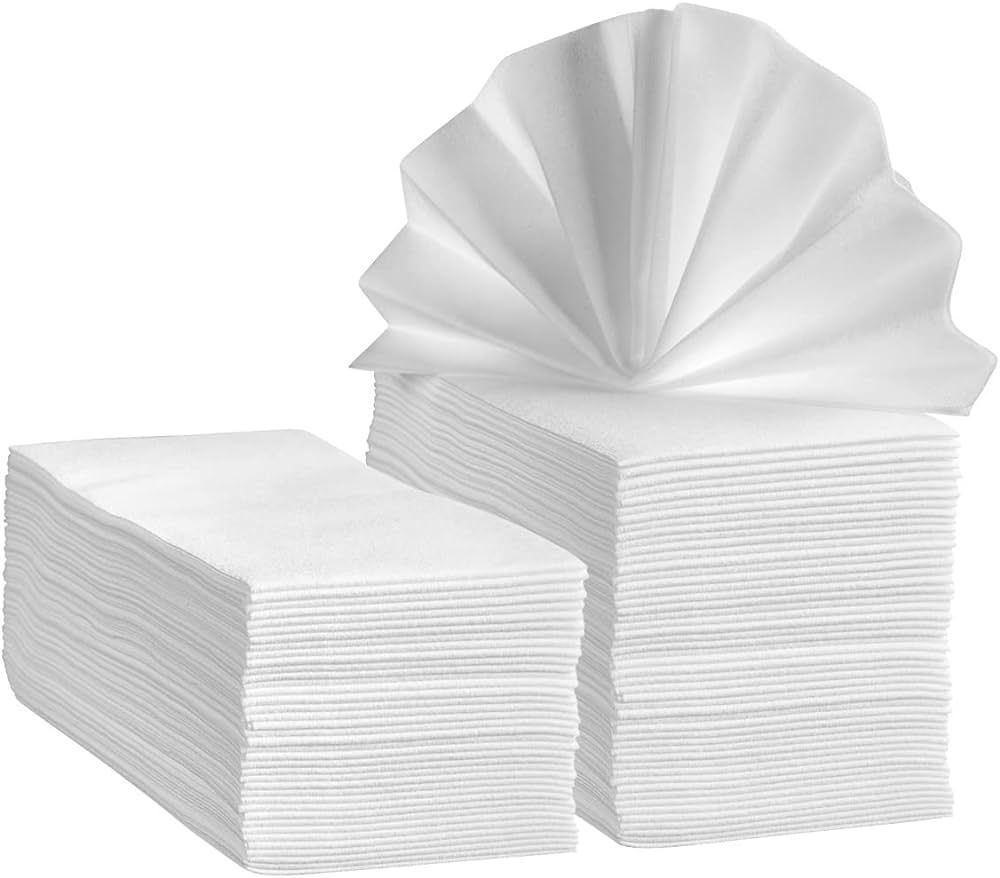[100 Count] Linen-Feel Guest Towels - Disposable Cloth Dinner Napkins, Bathroom Paper Hand Towels... | Amazon (US)