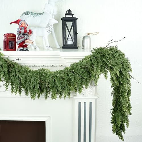 6ft Christmas Garland Realistic Soft and Thickness Green Faux Cedar Pine Garland Artificial Cedar... | Amazon (US)