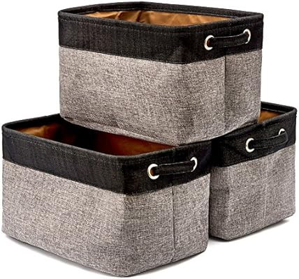 EZOWare Set of 3 Large Canvas Fabric Tweed Storage Organizer Cube Set W/Handles for Nursery Kids ... | Amazon (US)