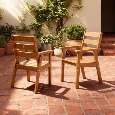 HDPS All-Weather Outdoor Dining Chairs With Armrests, Set Of 2 – Low Maintenance, 350 Lb Capacity, Realistic Wood Grain Finish | Wayfair North America