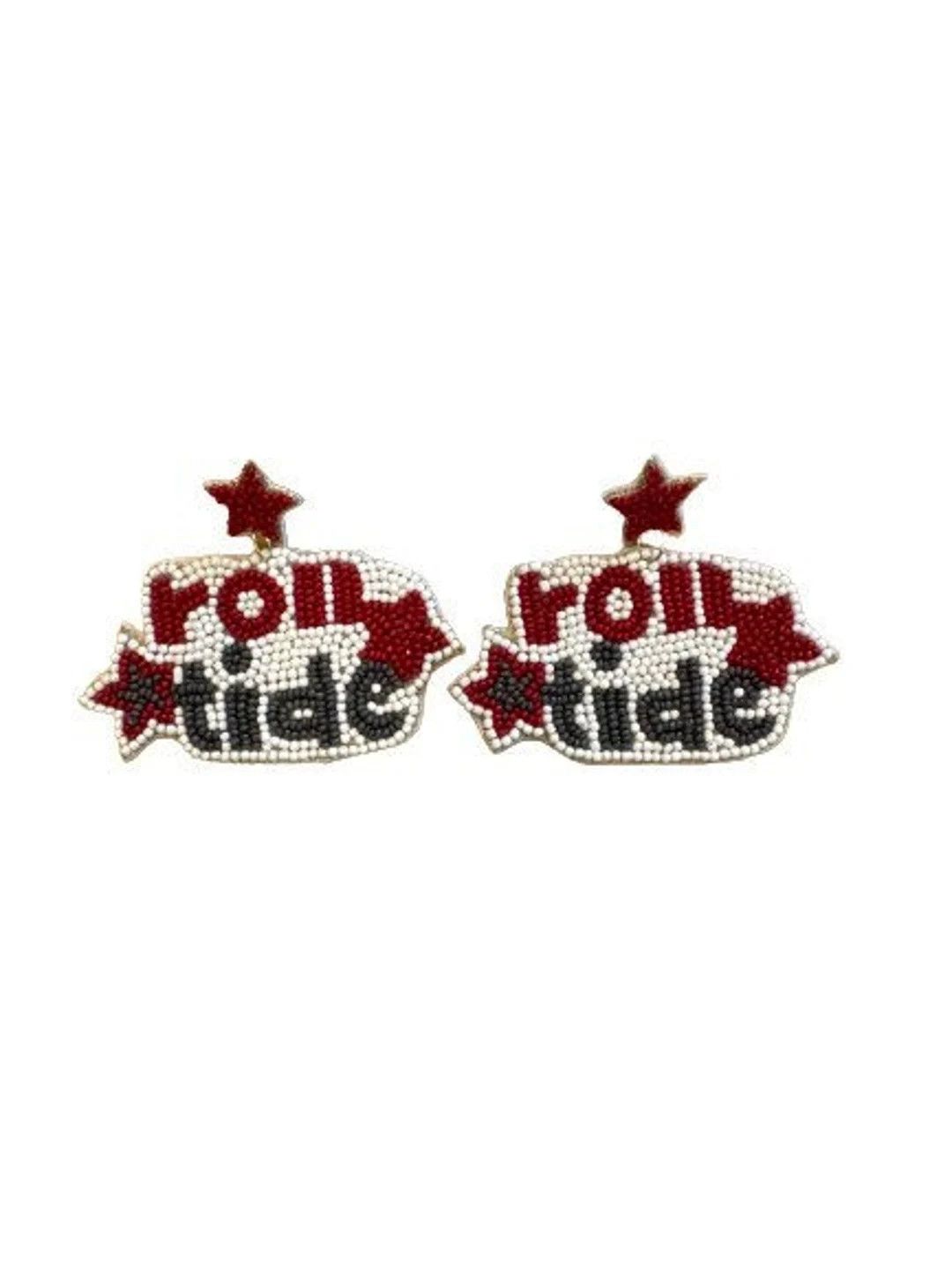 Beaded Roll Tide Earrings~Bama Earrings~Crimson Tide Earrings~Alabama Earrings~Game Day Earrings~... | Etsy (US)