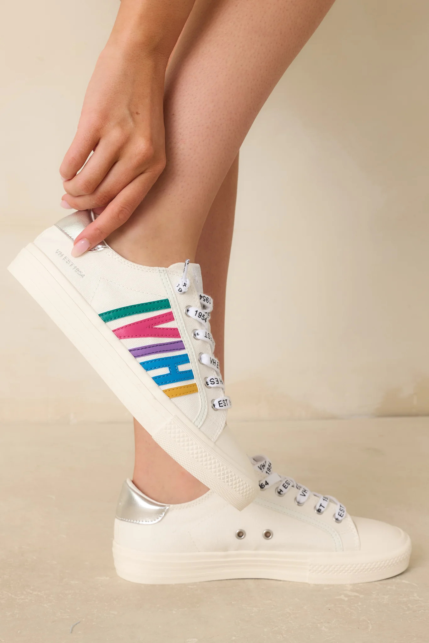 Vintage Havana Alyne White Multi Canvas Sneakers | Red Dress