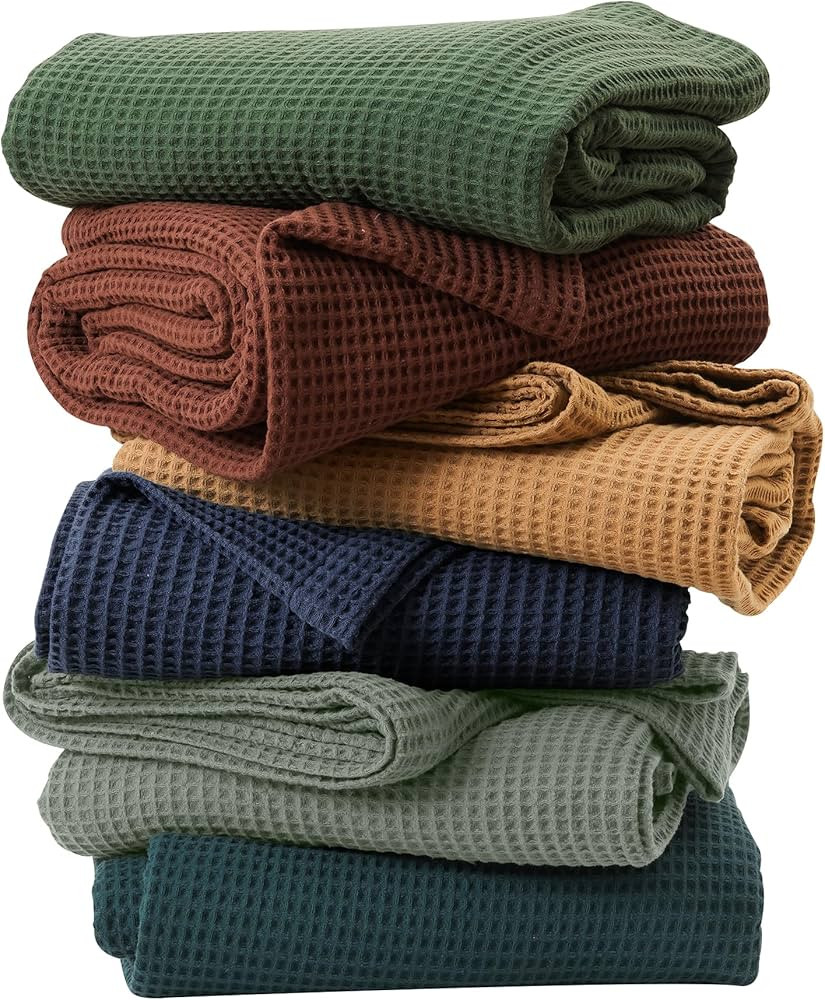 100% Cotton Blanket for King Size Bed - Brown Waffle Weave Lightweight Summer Bed Blanket - 102x9... | Amazon (US)
