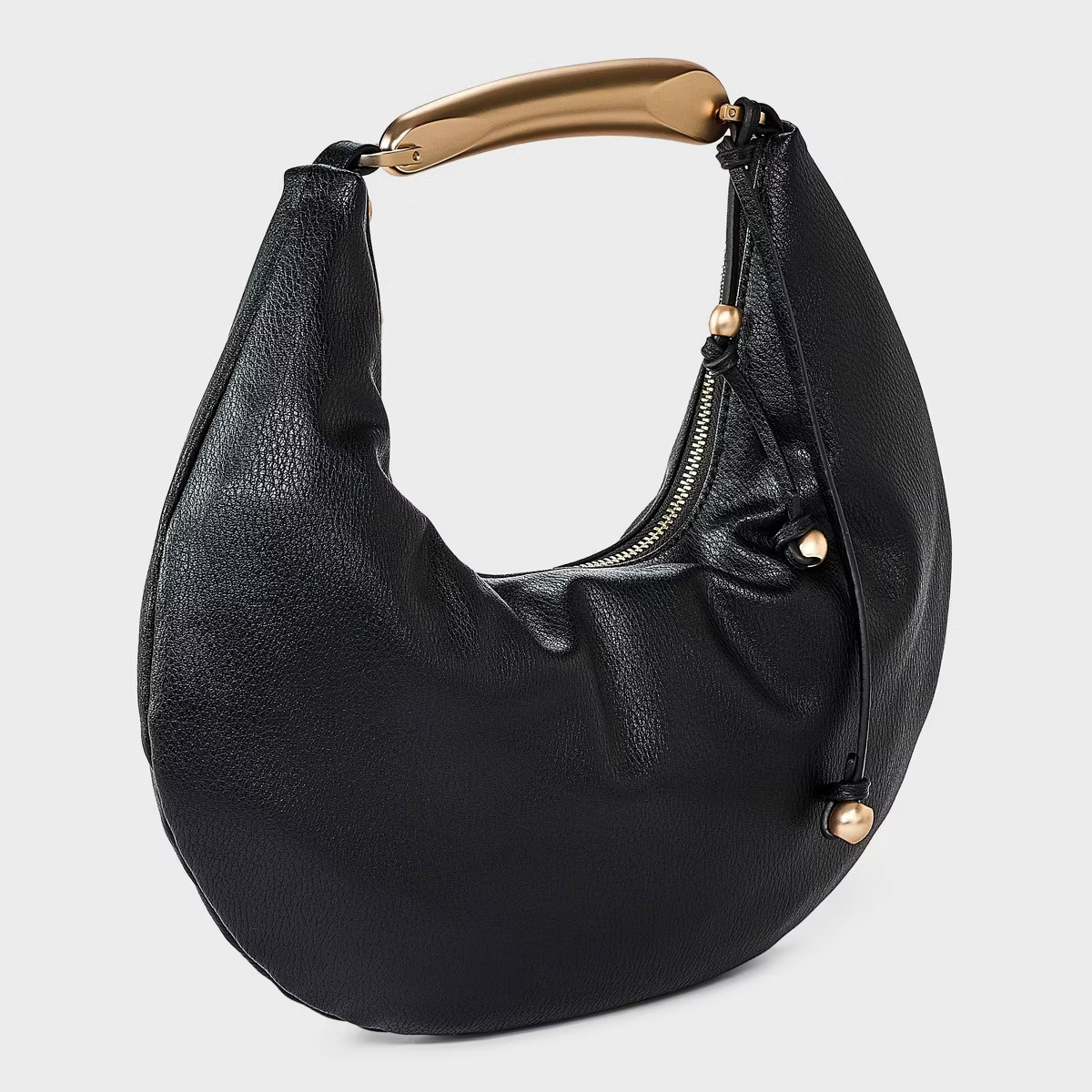 Metal Handle Crescent Saddle Handbag - A New Day™ Black | Target