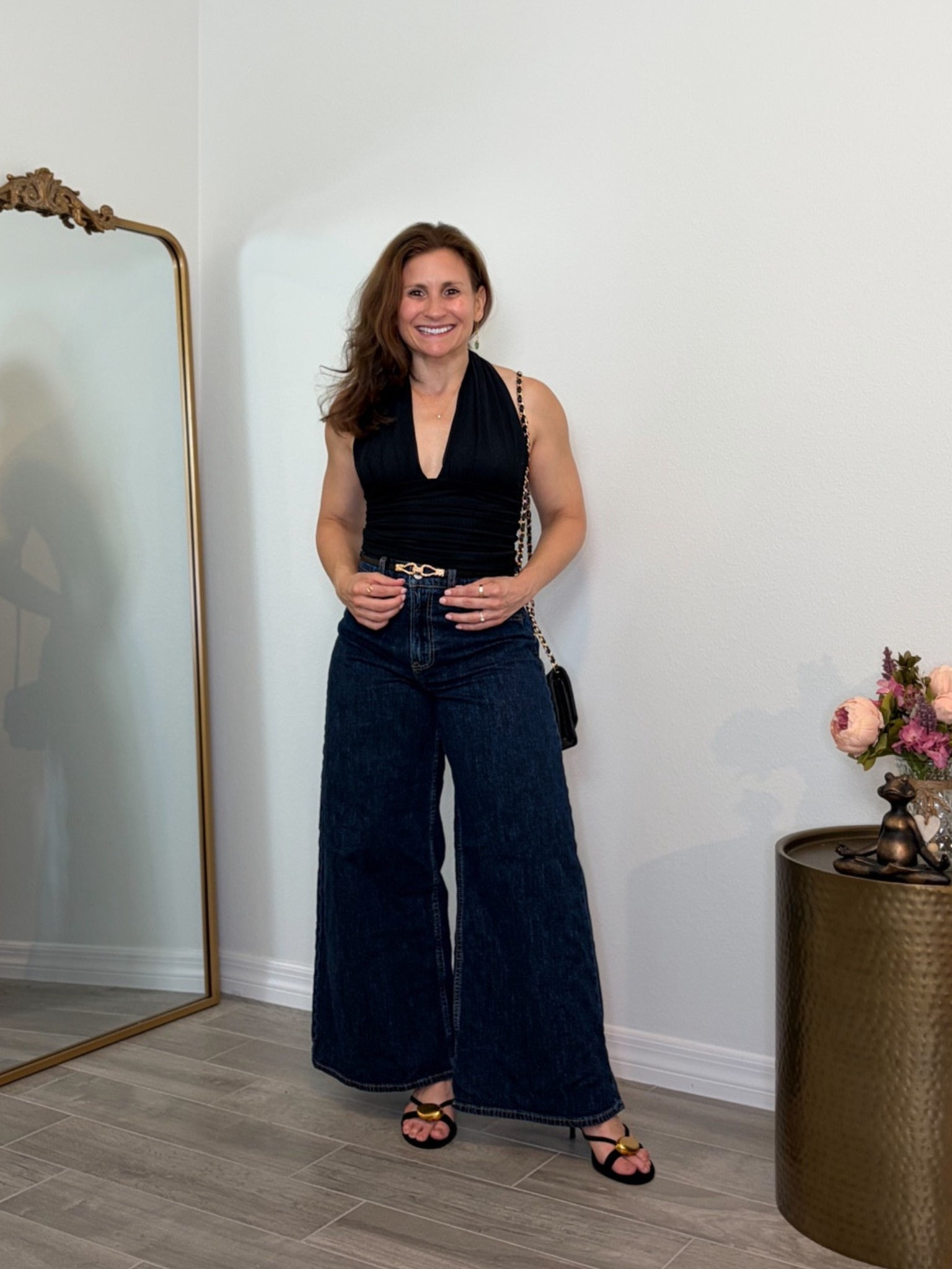My top that can be tied multiple ways just went on sale. Fun top for date night. My jeans were perfect for my 4’10” height, no hemming needed

#LTKootd #LTKOver40 #LTKPetite