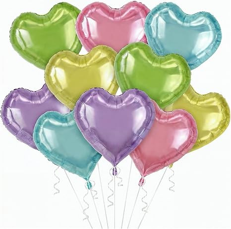 Katchon, Pastel Heart Balloons Set - 18 Inch, Pack Of 10 | Conversation Heart Balloons, Valentine... | Amazon (US)