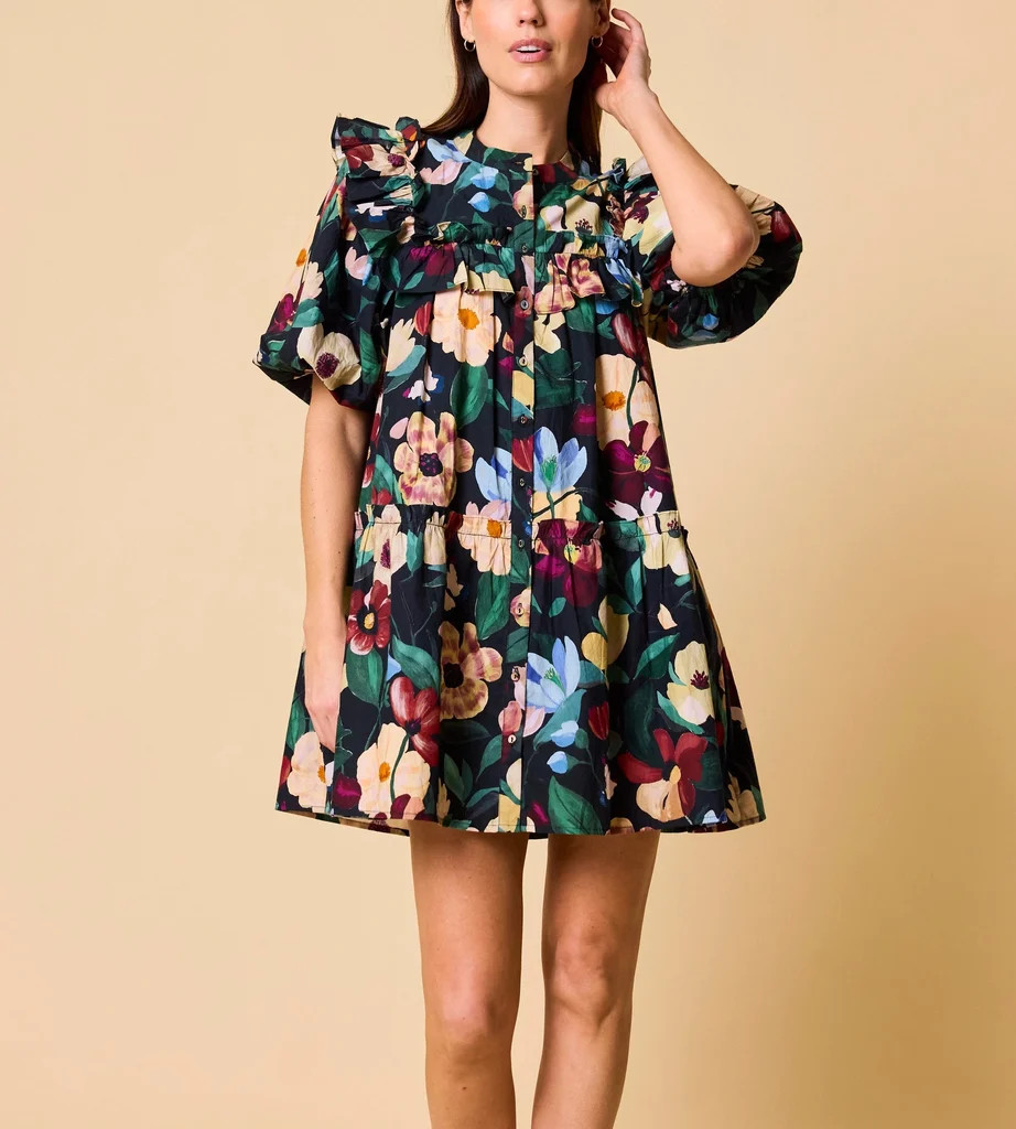 Tatiana Mini Dress | Black Andalusia | Cleobella