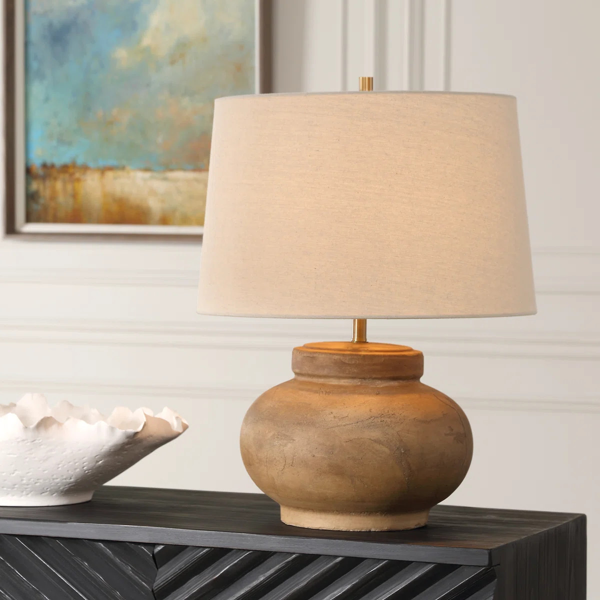 Kamoryn Aged Terracotta Table Lamp | Wayfair North America