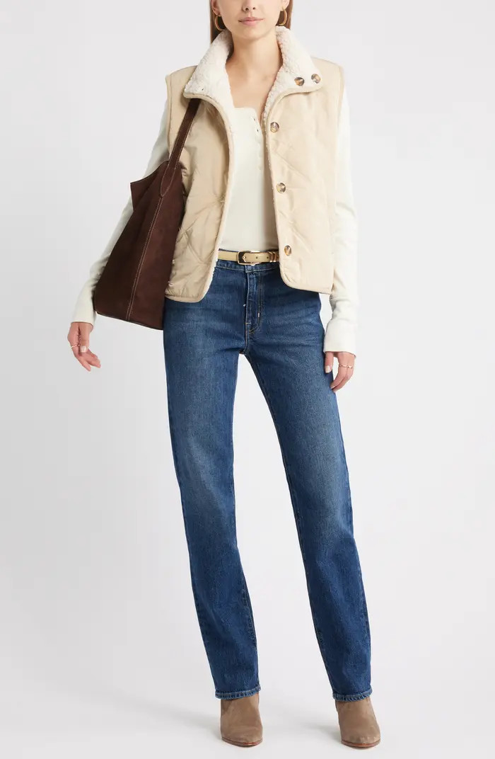 Faux Shearling Quilted Reversible Vest | Nordstrom
