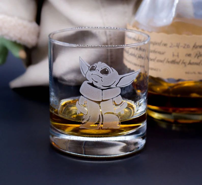 Baby Yoda Glass  Whiskey Glass  Whiskey Lovers  Bourbon | Etsy | Etsy (US)