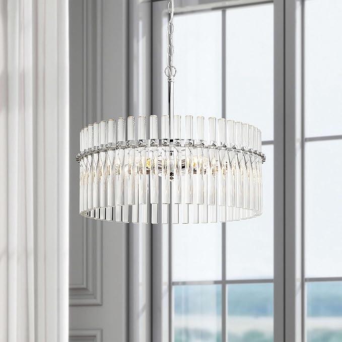Casandra Chrome Crystal 5-Light Pendant Chandelier | Amazon (US)