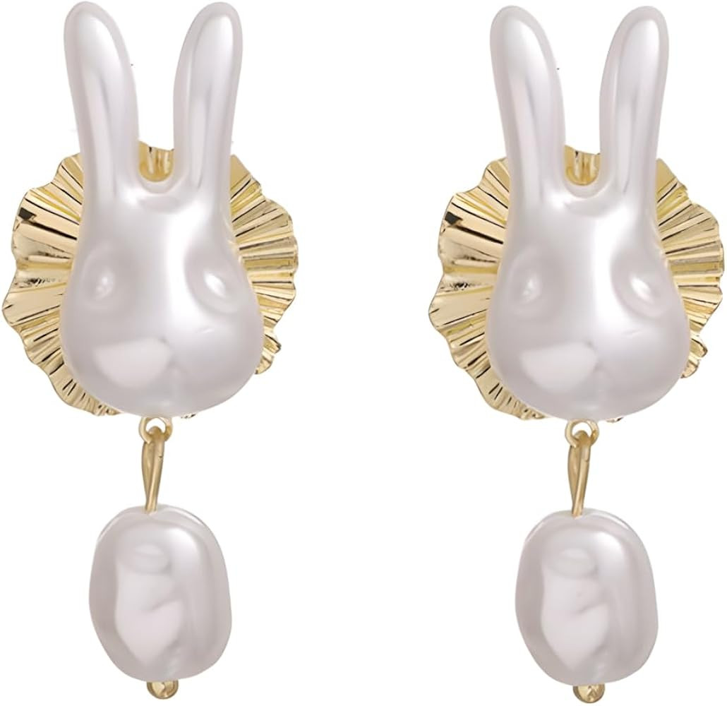 Pearl Rabbit Earrings for Women Easter Bunny Earring Spring Holiday Party Easter Earring Jewelry | Amazon (US)