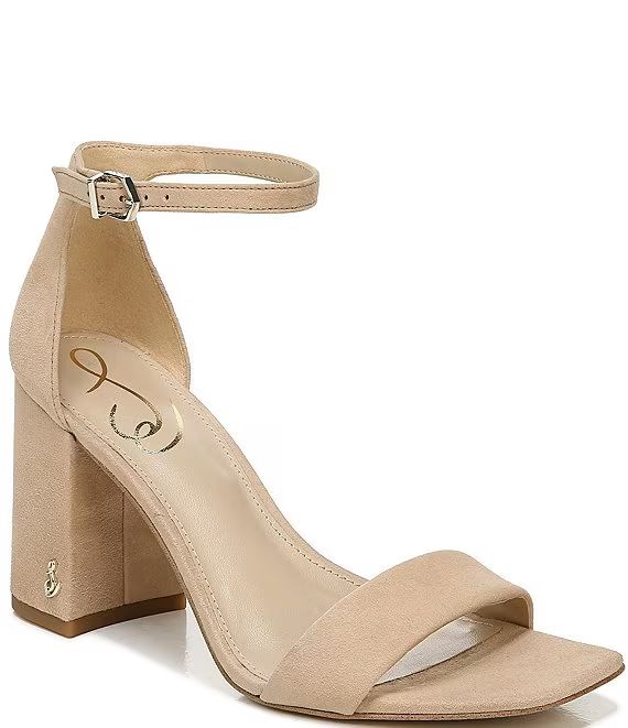 Daniella Suede Ankle Strap Block Heel Square Toe Dress Sandals | Dillard's
