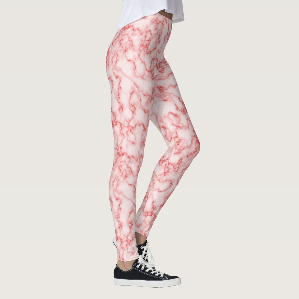 Pink Marble Rock Swirls Pretty Patterned Leggings | Zazzle