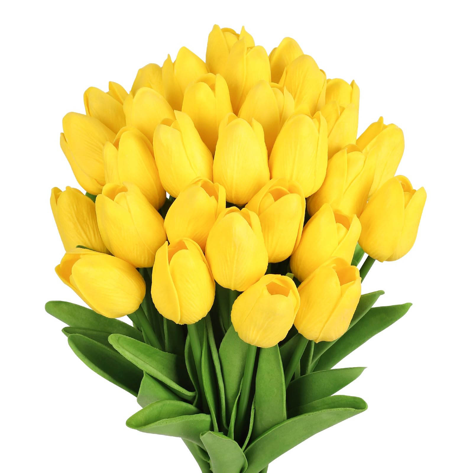 MACTING Yellow Artificial Tulip Flowers - 13.7" 30PCS Real Touch Fake PU Tulips Bouquet Faux Spri... | Amazon (US)