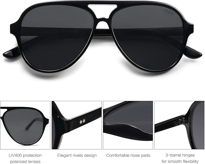 SOJOS Classic Polarized Aviator Sunglasses for Women Men, Retro Trendy Aviators Shades SJ2201 | Amazon (US)