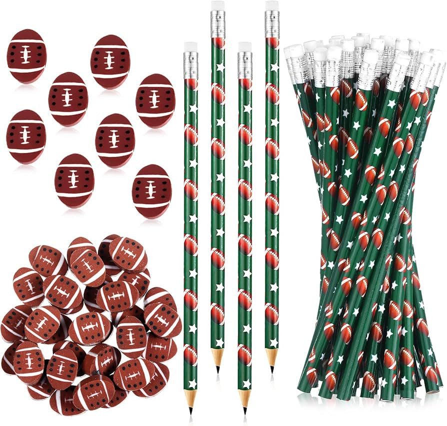 Tinlade 72 Pcs Football Pencils and Erasers for Kids Fun Wooden Pencils for Kids Boys Sports Them... | Amazon (US)