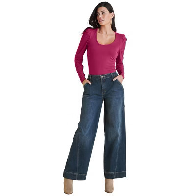 VENUS Womens Wide Leg Denim Trousers  -  2, Dark Wash | Target