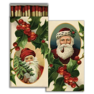 Holly & Santa Christmas Matches | Cottage and Key