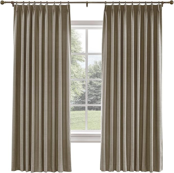TWOPAGES 52 W x 84 L inch Pinch Pleated Curtain Room Darkening Linen Drapery for Bedroom Living R... | Amazon (US)