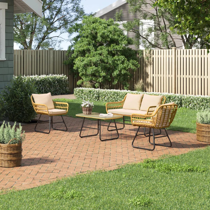 Hansley 4 - Person Outdoor Seating Group with Cushions | Wayfair North America