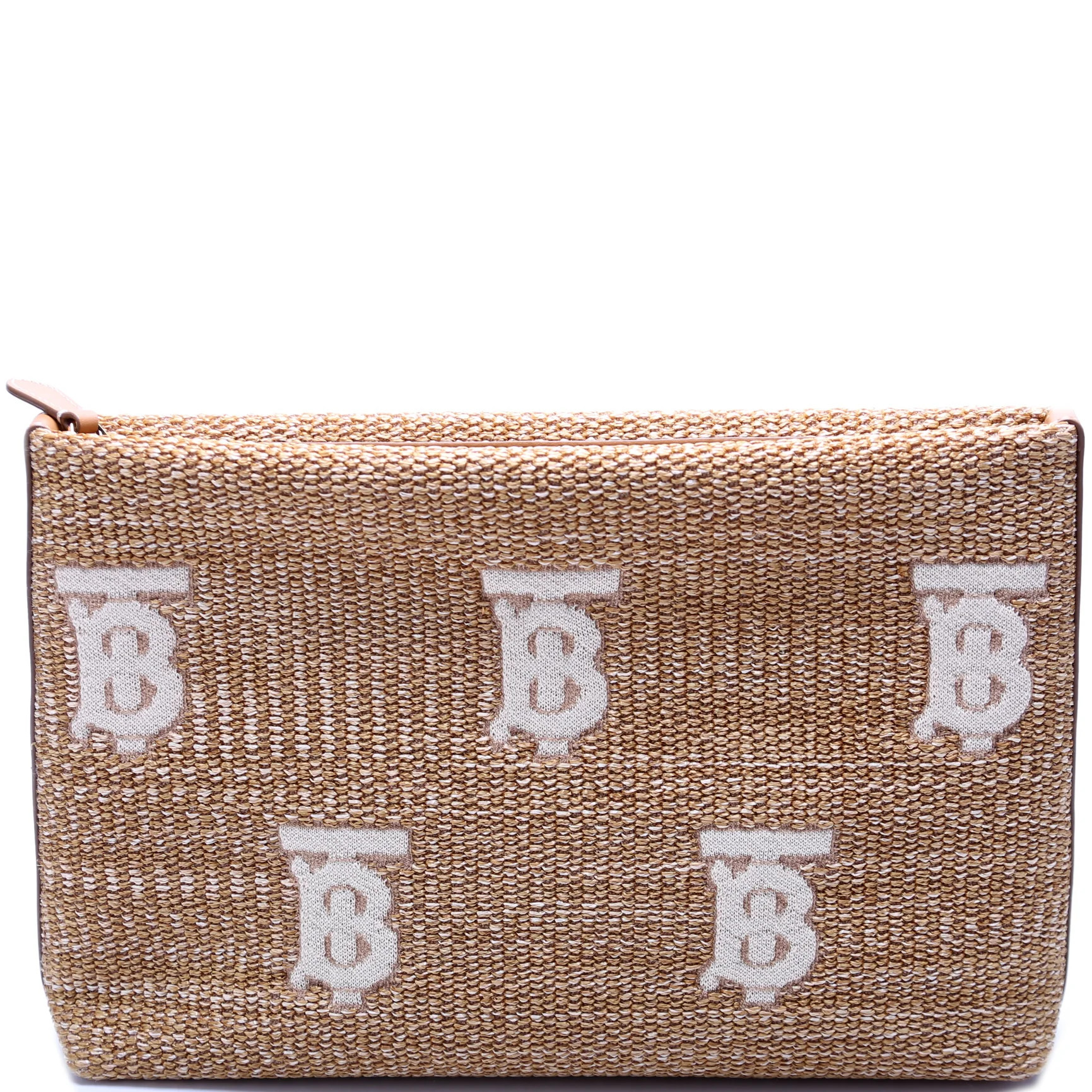 80673111 Raffia-Effect TB Zip Pouch | Keeks Designer Handbags