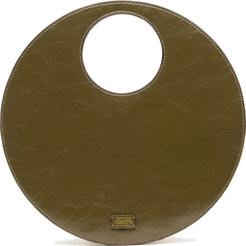 Frances Valentine Juno Round Crinkled Leather Crossbody Bag in Olive at Nordstrom | Nordstrom