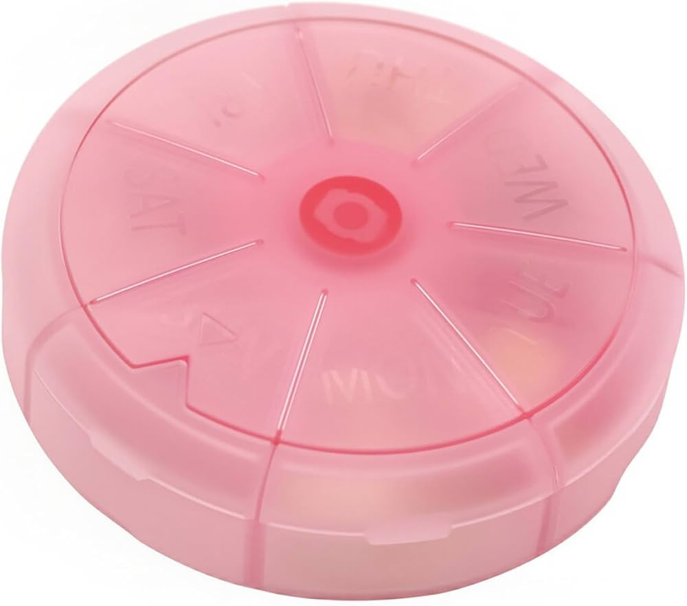 Portable Lock Weekly Pill Organizer 7 Day Pills Container, Round Pill Case Travel Friendly, Daily... | Amazon (US)