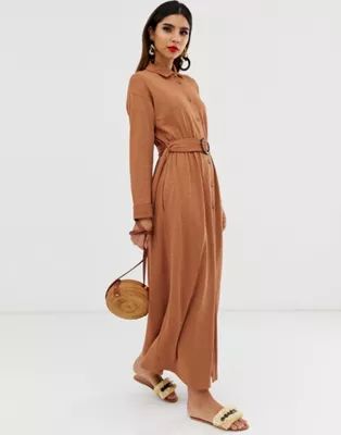 ASOS DESIGN maxi belted textured shirt dress | ASOS US