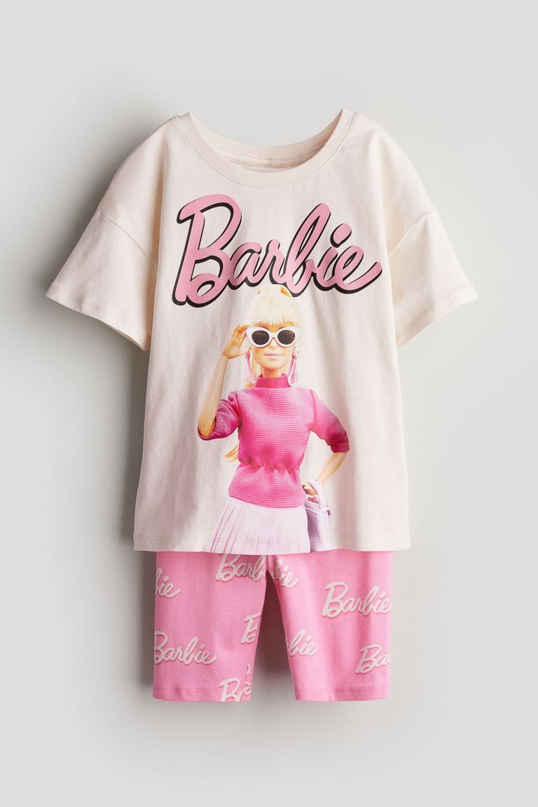 2-piece Printed Set - Pink/Barbie - Kids | H&M US | H&M (US + CA)