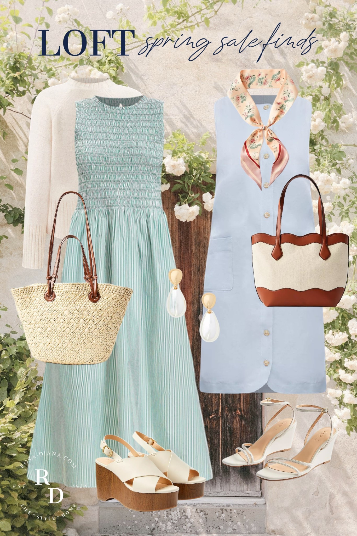 LOFT spring sale finds! Pastel blue and white, green and white outfits for spring. #loft 

#LTKFindsUnder50 #LTKSaleAlert #LTKSeasonal