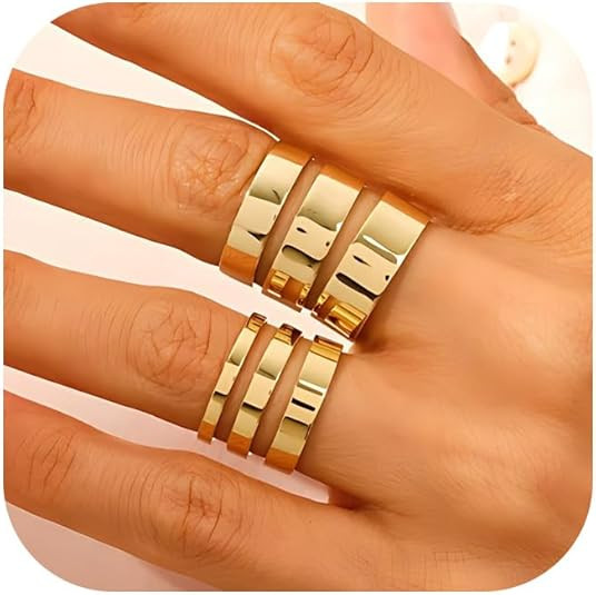 CASDAN 6PCS 2-7mm 14K Gold Filled Stacking Rings for Women Men Simple Knuckle Ring Non Tarnish St... | Amazon (US)