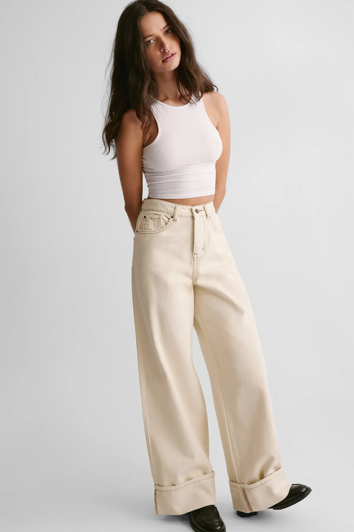 Ecru The Denim Turn Up Jeans | Nasty Gal | NastyGal UK