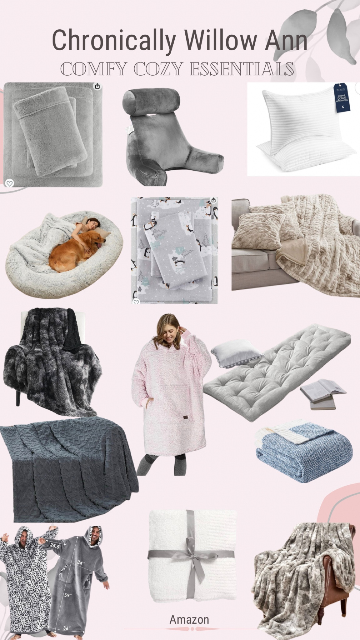 These are my favorite cozy products from Amazon sure to make whonever revives them happy & warm! They are the perfect for snuggling dogs, keeping yourself snuggly and more. I love the coziness these bring and at a very affordable price for the comfy they give you. These are perfect gifts for your chronically I’ll friends as well as others! 

#LTKworkwear #LTKhome #LTKGiftGuide