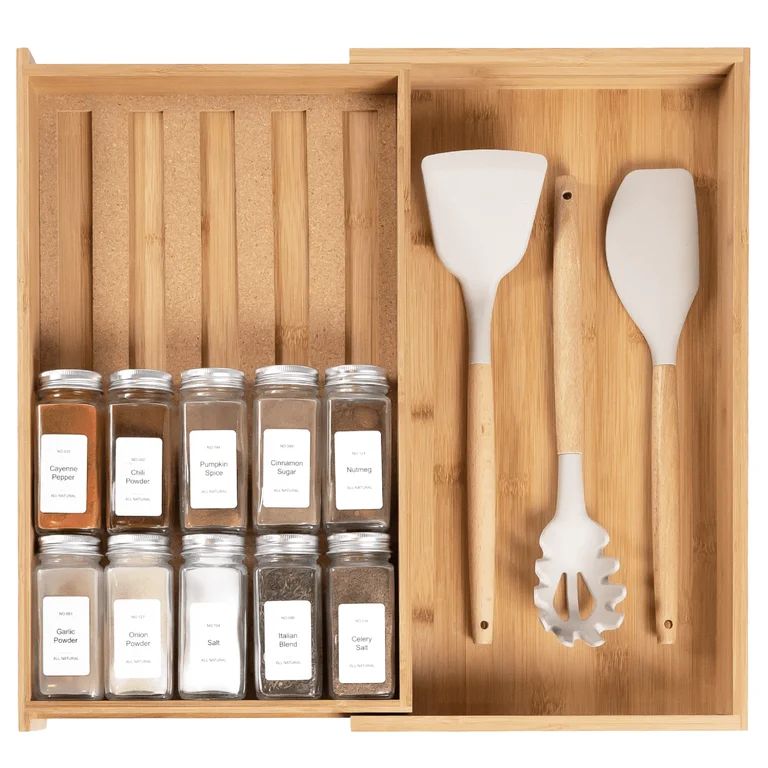 KitchenEdge Spice Drawer Organizer with Expandable Storage. Holds up to 15 Spice Jars (Not Includ... | Walmart (US)