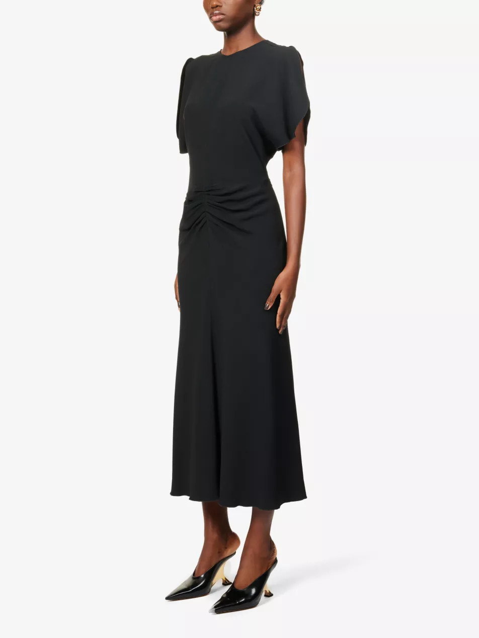 Slim-fit ruched stretch-woven maxi dress | Selfridges