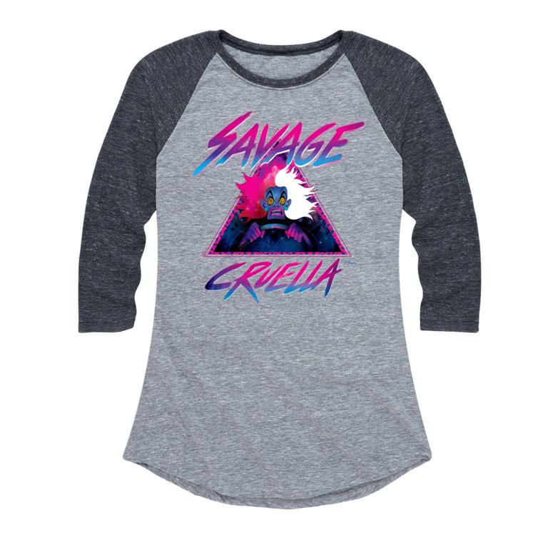 Disney Villains - Cruella Savage - Women's Raglan Graphic T-Shirt - Walmart.com | Walmart (US)