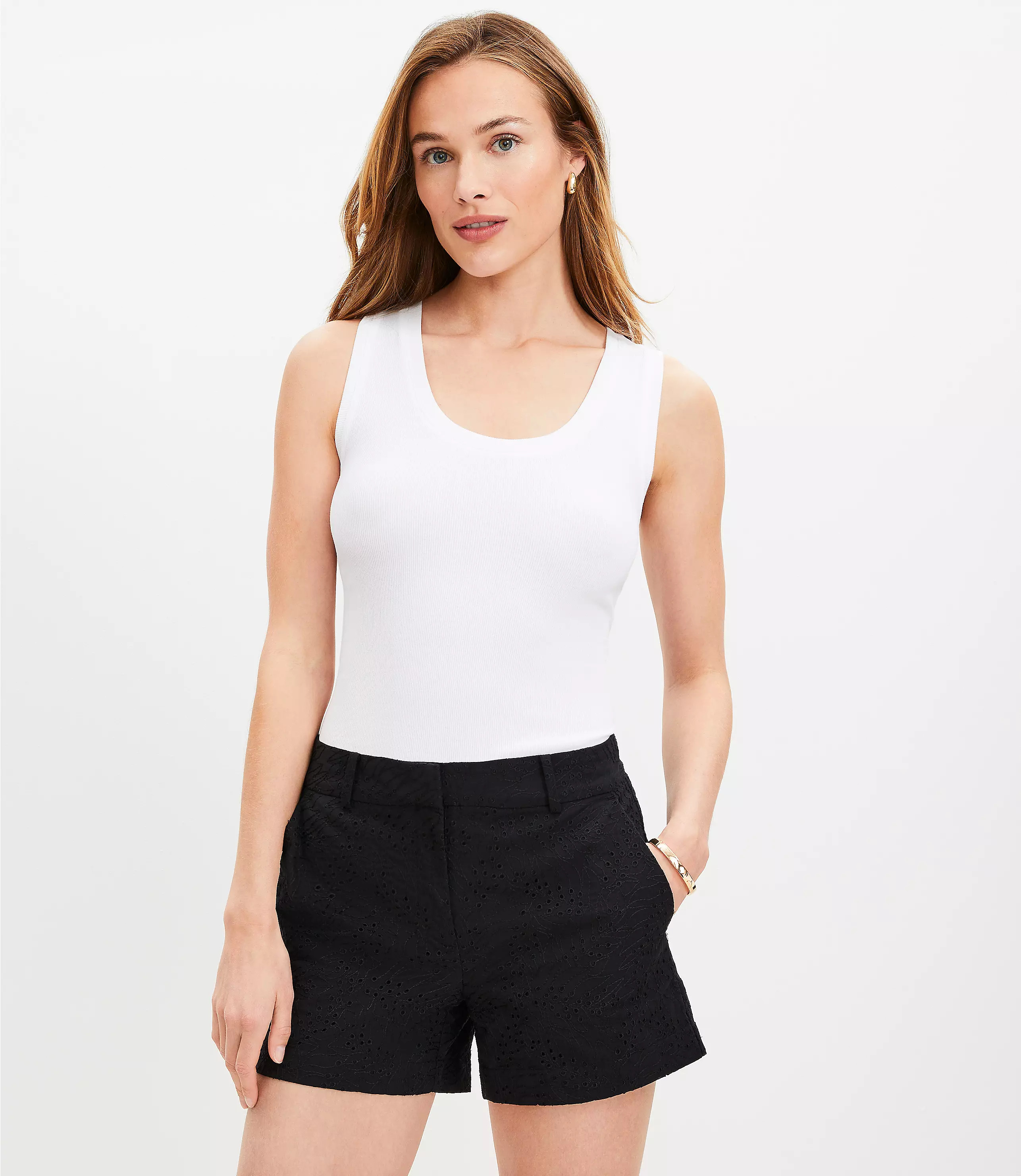 Petite Riviera Shorts in Palm Eyelet | LOFT