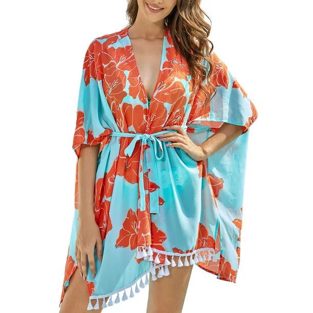 As Rose Rich Kimonos for Women Summer Swim Cover Up Kimono Cardigan, S - Walmart.com | Walmart (US)