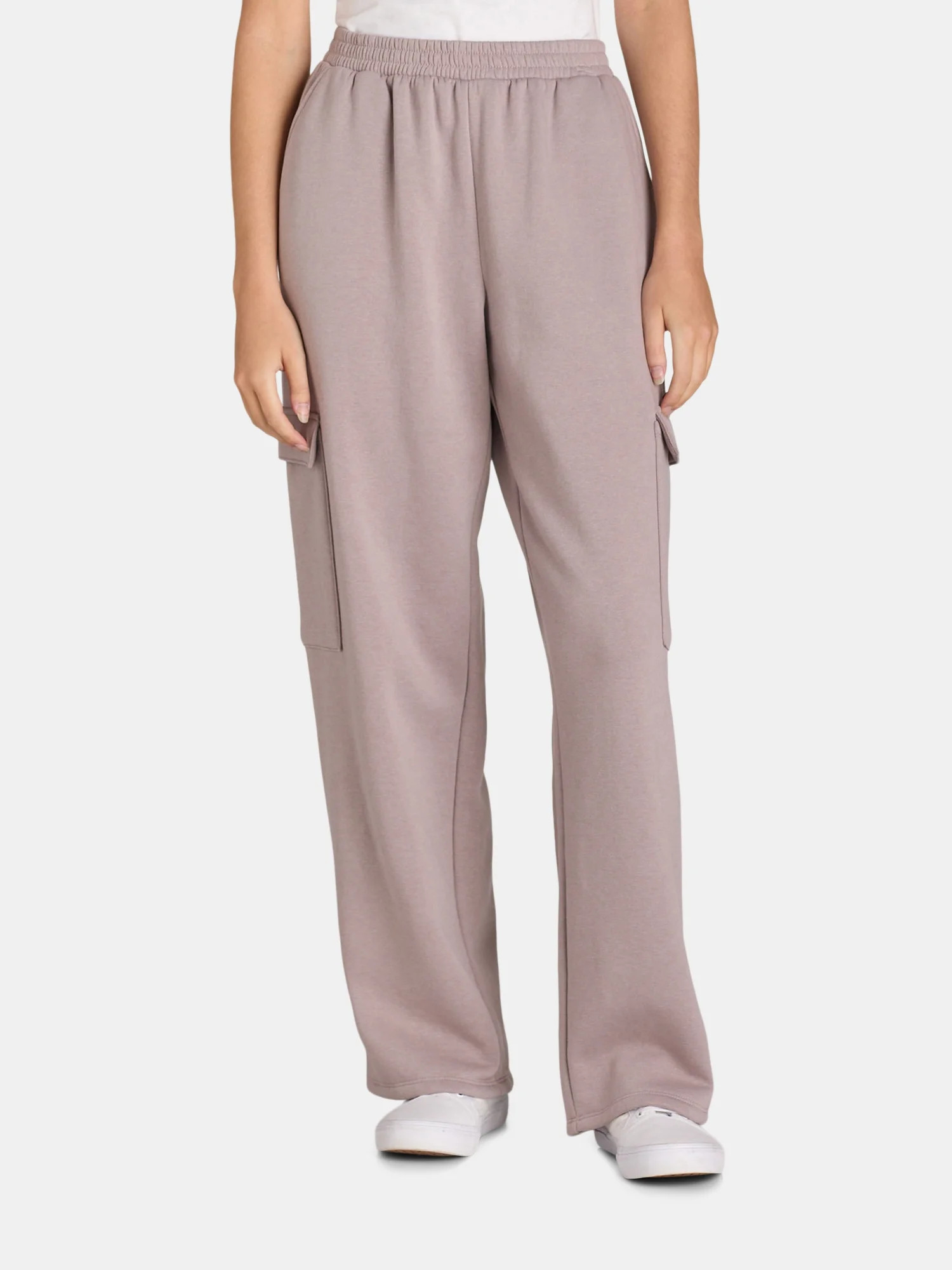 No Boundaries Fleece Wide Leg Cargo Pants, Women’s - Walmart.com | Walmart (US)